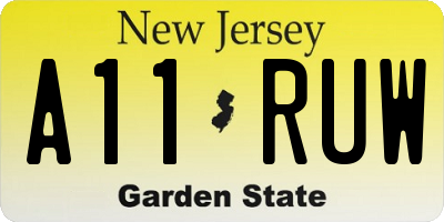 NJ license plate A11RUW
