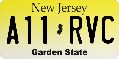 NJ license plate A11RVC
