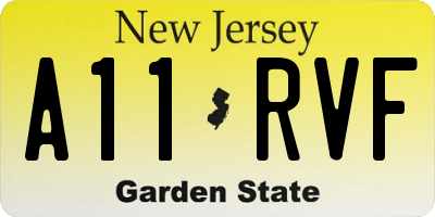 NJ license plate A11RVF