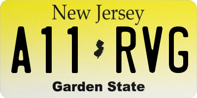 NJ license plate A11RVG