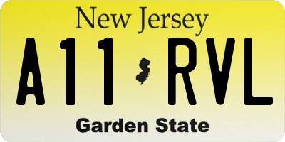 NJ license plate A11RVL