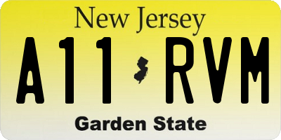 NJ license plate A11RVM