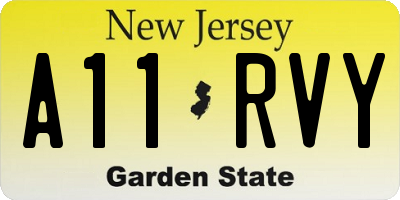 NJ license plate A11RVY