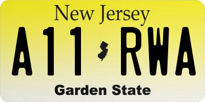NJ license plate A11RWA