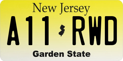 NJ license plate A11RWD