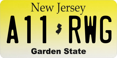 NJ license plate A11RWG