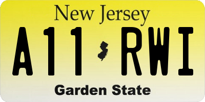 NJ license plate A11RWI