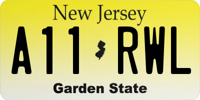 NJ license plate A11RWL