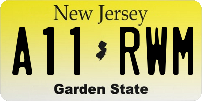 NJ license plate A11RWM