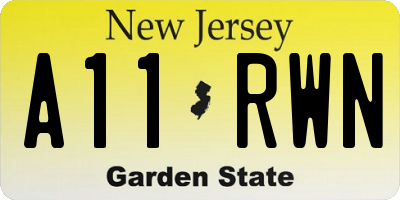 NJ license plate A11RWN