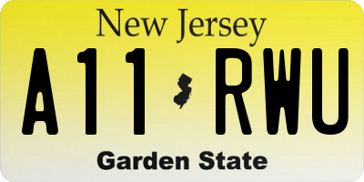 NJ license plate A11RWU