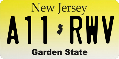NJ license plate A11RWV