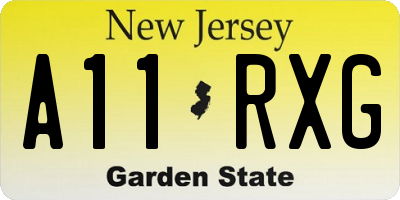 NJ license plate A11RXG