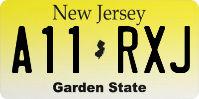 NJ license plate A11RXJ
