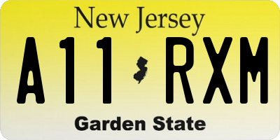 NJ license plate A11RXM