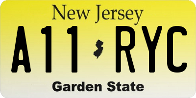 NJ license plate A11RYC