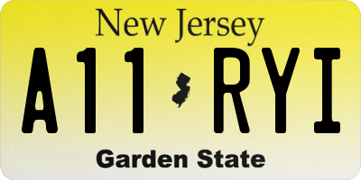 NJ license plate A11RYI