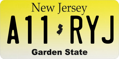NJ license plate A11RYJ