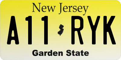 NJ license plate A11RYK