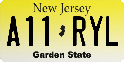 NJ license plate A11RYL