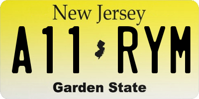 NJ license plate A11RYM