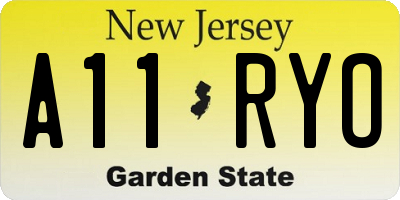 NJ license plate A11RYO