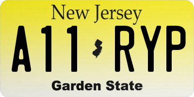 NJ license plate A11RYP