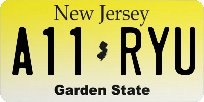 NJ license plate A11RYU