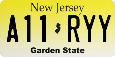 NJ license plate A11RYY