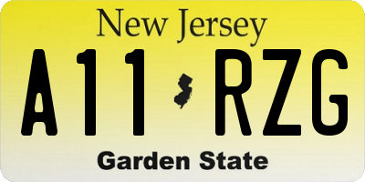NJ license plate A11RZG
