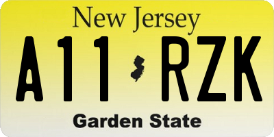 NJ license plate A11RZK