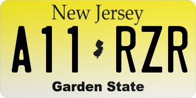 NJ license plate A11RZR