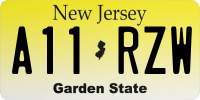 NJ license plate A11RZW