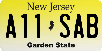 NJ license plate A11SAB