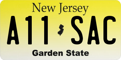 NJ license plate A11SAC