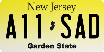 NJ license plate A11SAD