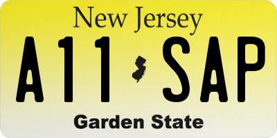 NJ license plate A11SAP