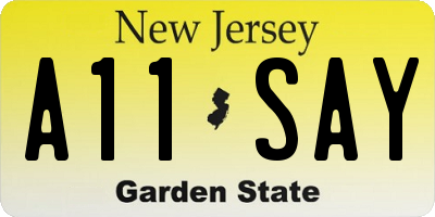 NJ license plate A11SAY