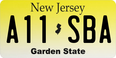 NJ license plate A11SBA
