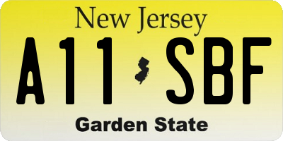 NJ license plate A11SBF