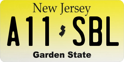NJ license plate A11SBL