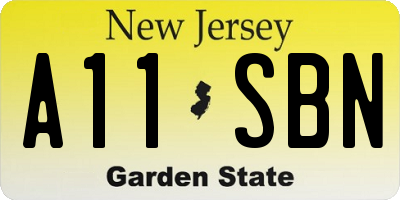 NJ license plate A11SBN