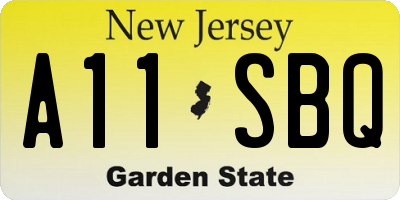 NJ license plate A11SBQ