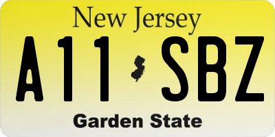 NJ license plate A11SBZ