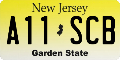 NJ license plate A11SCB