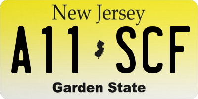 NJ license plate A11SCF