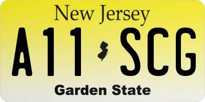 NJ license plate A11SCG