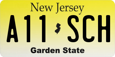NJ license plate A11SCH