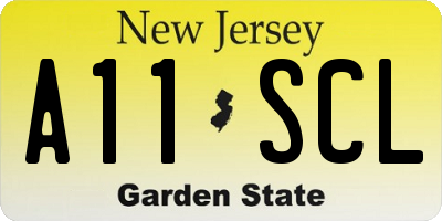 NJ license plate A11SCL