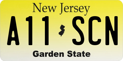 NJ license plate A11SCN